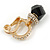Striking Small Crystal Hoop with a Black Glass Bead Clip On Earrings In Gold Plated Metal - 30mm Long - view 4