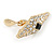 Stunning Crystal Diamond Shape Clip On Earrings In Gold Plated Metal - 32mm Tall - view 3