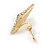 Stunning Crystal Diamond Shape Clip On Earrings In Gold Plated Metal - 32mm Tall - view 4