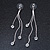 Delicate Silver Tone Chain Cz Dangle Earrings - 8cm Long - view 3