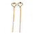 Romantic Clear Crystal Open Heart with Chain Drop Earrings In Gold Tone Metal - 90mm Long - view 2