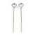 Romantic Clear Crystal Open Heart with Chain Drop Earrings In Silver Tone Metal - 90mm Long - view 8