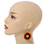 Orange/ Brown Wood Bead Hoop Earrings - 65mm Long - view 2