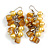 Banana Yellow Glass Bead, Antique Yellow Shell Nugget Cluster Dangle/ Drop Earrings In Silver Tone - 60mm Long