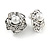 Vintage Inspired Crystal Pearl Rose Clip On Earrings In Aged Silver Tone - 20mm Diameter - view 2