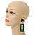 Statement Green/ Black Square Acrylic Drop Earrings - 90mm Long - view 3