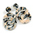 Trendy Double Circle Black/ Cream/ Gold Acrylic Drop Earrings - 70mm Long