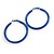 Large Blue Enamel Hoop Earrings In Silver Tone - 60mm Diameter - view 4