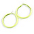 Large Neon Yellow Enamel Hoop Earrings In Silver Tone - 60mm Diameter - view 4