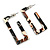 Trendy Square Acrylic Hoop Earrings In Brow/ Black/ Cream - 40mm Long - view 5