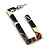 Trendy Square Acrylic Hoop Earrings In Brow/ Black/ Cream - 40mm Long - view 7