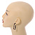 Trendy Square Acrylic Hoop Earrings In Brow/ Black/ Cream - 40mm Long - view 2
