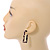 Trendy Square Acrylic Hoop Earrings In Brow/ Black/ Cream - 40mm Long - view 3