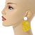 Statement Pineapple Yellow Acrylic Curvy Oval Drop Earrings In Matt Silver Tone - 65mm L - view 3