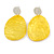 Statement Pineapple Yellow Acrylic Curvy Oval Drop Earrings In Matt Silver Tone - 65mm L - view 4