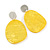 Statement Pineapple Yellow Acrylic Curvy Oval Drop Earrings In Matt Silver Tone - 65mm L - view 8