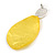 Statement Pineapple Yellow Acrylic Curvy Oval Drop Earrings In Matt Silver Tone - 65mm L - view 7
