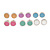 Set of 6 Pairs Button Stud Earrings In Silver Tone In Pastel Colours - 10mm Diameter - view 5