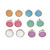 Set of 6 Pairs Button Stud Earrings In Silver Tone In Pastel Colours - 10mm Diameter