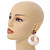 Marble Effect Round Acrylic/ Shell Hoop/ Drop Earrings - 70mm L - view 2