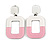 White/ Pink with Glitter Effect Acrylic Oval Hoop/ Drop Earrings - 70mm Long