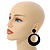Large Black Velvet Style Hoop Earrings - 70mm Long - view 2