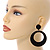 Large Black Velvet Style Hoop Earrings - 70mm Long - view 3