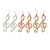 3 Pairs of Musical Note/ Treble Clef Drop Earrings In Silver/ Gold / Rose Gold Tone - 8cm L - view 4