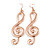 3 Pairs of Musical Note/ Treble Clef Drop Earrings In Silver/ Gold / Rose Gold Tone - 8cm L - view 5