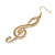 3 Pairs of Musical Note/ Treble Clef Drop Earrings In Silver/ Gold / Rose Gold Tone - 8cm L - view 8