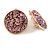 Pink Sequin Round Clip On Earrings In Gold Tone - 25mm Diameter