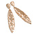 Large Contemporary Hammered Leaf Clip On Earrings In Rose Gold Tone Metal - 11.5cm L - view 3
