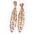 Large Contemporary Hammered Leaf Clip On Earrings In Rose Gold Tone Metal - 11.5cm L - view 4