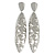 Large Contemporary Hammered Leaf Clip On Earrings In Silver Tone Metal - 11.5cm L
