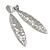 Large Contemporary Hammered Leaf Clip On Earrings In Silver Tone Metal - 11.5cm L - view 3