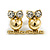 2 Pairs Of Crystal Owl Stud Earrings In Silver/ Gold Tone - 15mm L - view 4