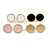 Set of 4 Pairs Button Stud Earrings In Gold Tone White/ Black/ Pink/ Gold - 10mm Diameter