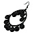 Black Sequin Oval Hoop Drop Earrings - 75mm Long - view 4
