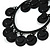 Black Sequin Oval Hoop Drop Earrings - 75mm Long - view 5
