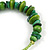 Large Green Glass, Shell, Wood Bead Hoop Earrings In Silver Tone - 75mm Long - view 3