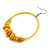 Large Yellow Glass, Shell, Wood Bead Hoop Earrings In Silver Tone - 75mm Long - view 5