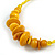 Large Yellow Glass, Shell, Wood Bead Hoop Earrings In Silver Tone - 75mm Long - view 6