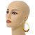 Large Yellow Glass, Shell, Wood Bead Hoop Earrings In Silver Tone - 75mm Long - view 2