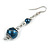 Dark Blue Glass Bead with Wire Drop Earrings In Silver Tone - 6cm Long - view 5