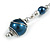 Dark Blue Glass Bead with Wire Drop Earrings In Silver Tone - 6cm Long - view 6