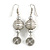White Glass Bead with Wire Element Drop Earrings In Silver Tone - 6cm Long