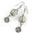 White Glass Bead with Wire Element Drop Earrings In Silver Tone - 6cm Long - view 3
