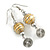 Daffodil Yellow Glass Bead with Wire Element Drop Earrings In Silver Tone - 6cm Long