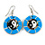 Round Blue Shell Yin Yang Drop Earrings - 45mm Long