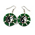 Round Green Shell Yin Yang Drop Earrings - 45mm Long
